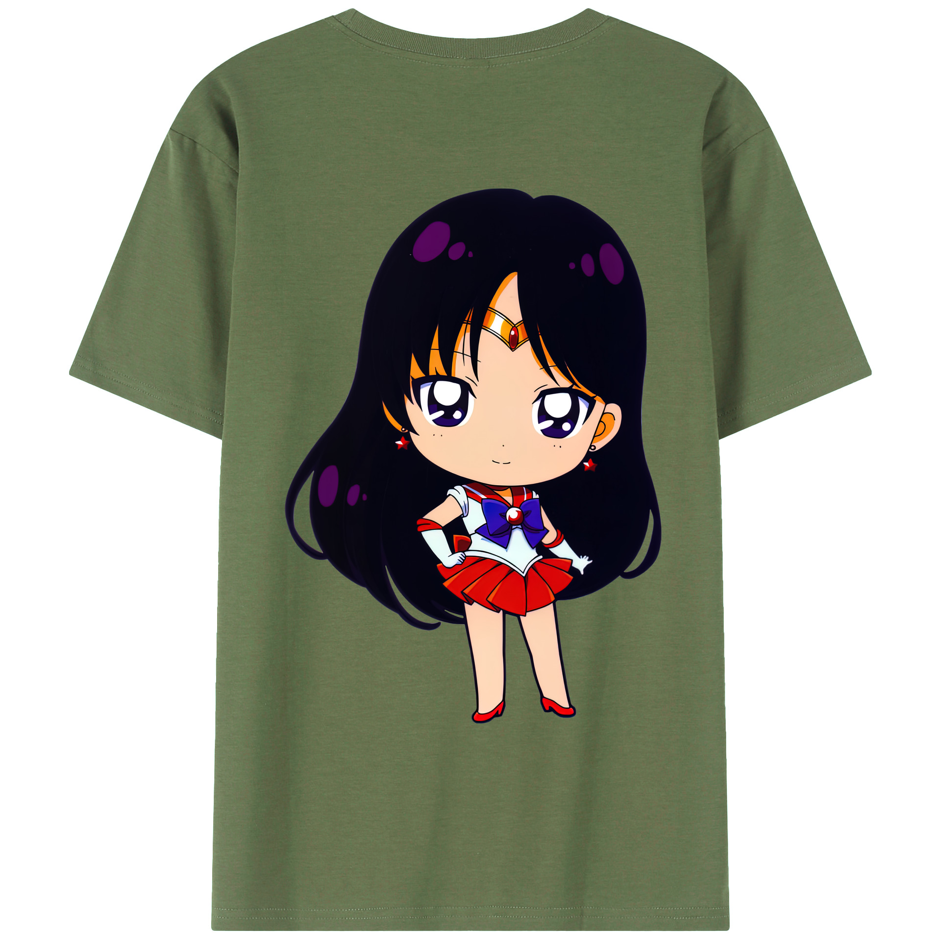 （画像用） 美少女戦士セーラームーン 火野レイ ひの レイ Sailor Moon Hino Rei （セーラーマーズ,Sailor Mars） 綿100％ メンズ半袖Tシャツ（バックプリント） 通気性
